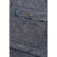 Gray Vintage Washed Flap Pocket Button Shacket - XL thumbnail