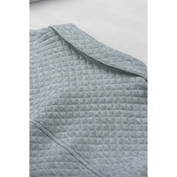 Gray Retro Quilted Flap Pocket Button Shacket - S thumbnail