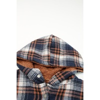 Plaid Pattern Sherpa Lined Hooded Shacket - 2XL thumbnail