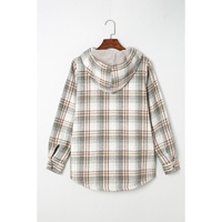 Gray Plaid Pattern Sherpa Lined Hooded Shacket - XL thumbnail