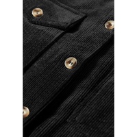 Black Corduroy Flap Pocket Button Up Shacket - L thumbnail