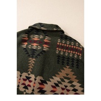 Green Aztec Print Flap Pockets Long Sleeve Shacket - XL thumbnail