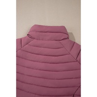 Burgundy Solid Color Quilted Zip-up Puffer Jacket - 2XL thumbnail