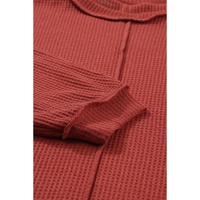 Gold Flame Exposed Seam Detail Waffle Knit Plus Size Top - 1X thumbnail
