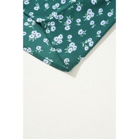 Green Floral Print Square Neck Ruffled Trim Plus Size Blouse - 3X thumbnail