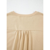 Parchment Ruffled Short Sleeve Bowknot Applique Crew Neck Plus Size Top - 1X thumbnail