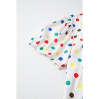 Apricot Plus Size Colorful Polka Dots Tie Neck Puff Sleeve Blouse - 1X thumbnail