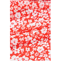 Red Plus Size Floral V Neck Flared Bracelet Sleeve Blouse - 1X thumbnail