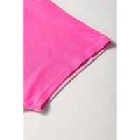 Bright Pink Colorblock Patchwork Short Sleeve Buttons Plus Size Henley Top - 4X thumbnail