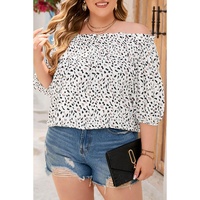 Cheetah Spotted Plus Size Off Shoulder Blouse - 1X thumbnail