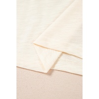 Beige Raw Seam Contrast Color Patchwork Plus Size Top - 1X thumbnail