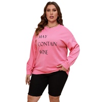Pink May Contain Wine Crew Neck Plus Size Sweatshirt - 3X thumbnail