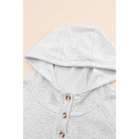 Gray Plus Size Kangaroo Pocket Henley Button Hoodie - 1X thumbnail