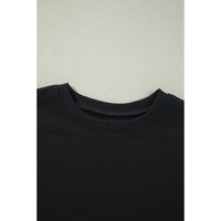 Black Solid Crew Neck Drop Shoulder Plus Size Sweatshirt - 1X thumbnail