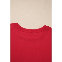 Racing Red Solid Crew Neck Drop Shoulder Plus Size Sweatshirt - 1X thumbnail