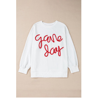 White Plus Size Game Day Tinsel Rugby Football Season Sweatshirt - 3X thumbnail