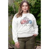 Azura Exchange Gray Pumpkin Graphic Plus Size Pullover Sweatshirt - 1X thumbnail