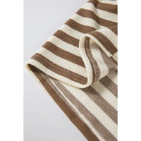 Brown Stripe Quarter Buttons Drop Sleeve Plus Size Hoodie - 1X thumbnail