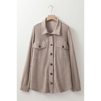 Smoke Gray Solid Corded Drop Shoulder Plus Size Shacket - 1X thumbnail