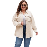 Oatmeal Textured Flap Pockets Buttoned Plus Size Shacket - 4X thumbnail