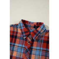 Red Plus Size Plaid Print Buttoned Shirt - 3X thumbnail
