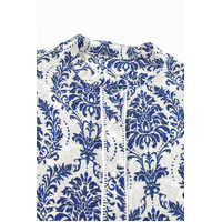 Sky Blue Tribal Pattern Print Notch Neck Buttoned Plus Size Shirt - 2X thumbnail
