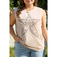 Parchment Studded Star Lace Patchwork Hem Plus Size Tank Top - 2X thumbnail