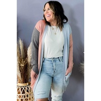 Multicolor Plus Size Colorblock Pocketed Open Front Cardigan - 3X thumbnail