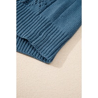 Real Teal Open Knit V Neck Button Front Drop Shoulder Plus Size Cardigan - 3X thumbnail