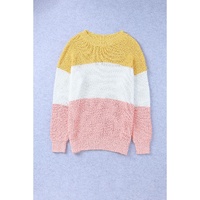 Yellow Colorblock Bubble Sleeve Plus Size Sweater - 5X thumbnail