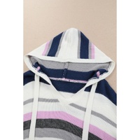Stripe Plus Size Striped Hooded Knit Sweater - 3X thumbnail