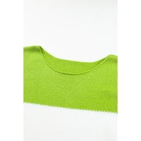 Green Plus Size Color Block Patchwork Sweater - 1X thumbnail