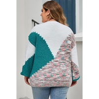 Multicolor Scalloped Color Block Plus Size Sweater - 1X thumbnail