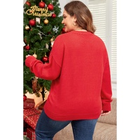 Fiery Red Tinsel merry Pattern Drop Shoulder Plus Size Sweater - 2X thumbnail