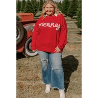 Fiery Red Merry Graphic Christmas Plus Size Sweater - 3X thumbnail