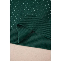 Green Christmas Snowflake Pattern Drop Shoulder Plus Size Sweater - 3X thumbnail