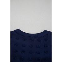 Navy Blue Dotty Textured Notched Neck Plus Ruffled Dress - 3X thumbnail
