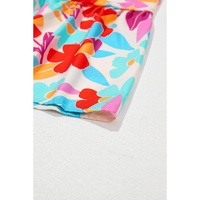 Multicolour Floral Tiered V Neck Plus Dress - 1X thumbnail