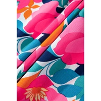 Rose Flower Print Smocked Square Neck Plus Size Dress - 4X thumbnail