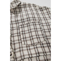 White Stripe Plus Size Plaid Buttoned Raw Hem Tunic Shirt Dress - 1X thumbnail