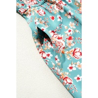 Green Plus Size Floral Print Square Neck Smocked Maxi Dress - 1X thumbnail