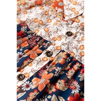 Beige Plus Size Floral Patchwork Button Front Collared Mini Dress - 3X thumbnail