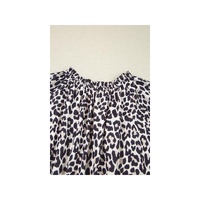 Brown Leopard Tassel Tied Neck Short Sleeve Plus Size Dress - 4X thumbnail