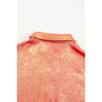 Peach Blossom Metallic Balloon Sleeve Shirt Plus Size Mini Dress - 1X thumbnail