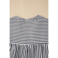 Black Stripe Short Sleeve Buttoned V Neck Pocketed Plus Size Mini Dress - 4X thumbnail