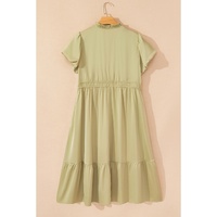 Laurel Green Notched V Neck Puff Sleeve Tiered Plus Size Maxi Dress - 1X thumbnail