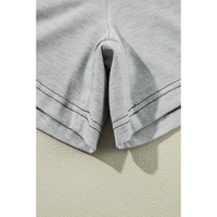 Gray Contrast Stitching Cuffed Sleeve Plus Shorts Set - 1X thumbnail
