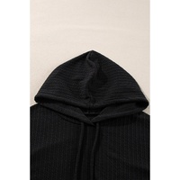 Black Textured Hoodie and Shorts Plus Size Two Piece Set - 3X thumbnail