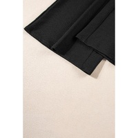 Black Plus Ruffled Sleeve Quarter Zip Top Wide Leg Pants Set - 1X thumbnail