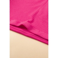 Bright Pink Plus Size Rolled Edge Ruffled Elastic Waist Textured Shorts - 2X thumbnail